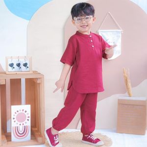 Setelan Koko Anak Adam Lucuna 1 - 5 Tahun Baju Muslim Anak Laki Bahan Katun Linen