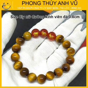 Vòng tam hợp quý nhân hợi mão mùi chất liệu mắt hổ vàng - size 8 10 12ly cho người mệnh thổ mệnh kim - có khai quang điểm nhãn may mắn tài lộc - bảo hành 12 tháng - PHONG THỦY ANH VŨ