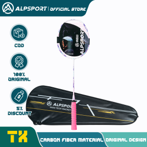 ALPSPORT TX Raket Bulutangkis Serat Karbon Asli Cocok untuk Pemula dan Pelajar 4u 100G ALP
