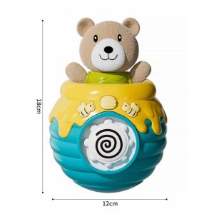 GOODWAY Honey Pot Bear Tumbler Toy Musical Pop Up Interactive Baby Toy for 6 to 12 Months Early Learning Activity Toy with Lights Sounds Sensory Development Balance Training Hand Eye Coordination Durable Safe Material Cute Gift for Infant Toddler Boys Gir