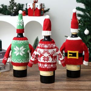 PHANT Snowflake Wine Bottle Cover Reusable Cover Elk Beer Bottle Cover Cup Accessories Santa Claus Christmas Knitted Bottle Cover Christmas