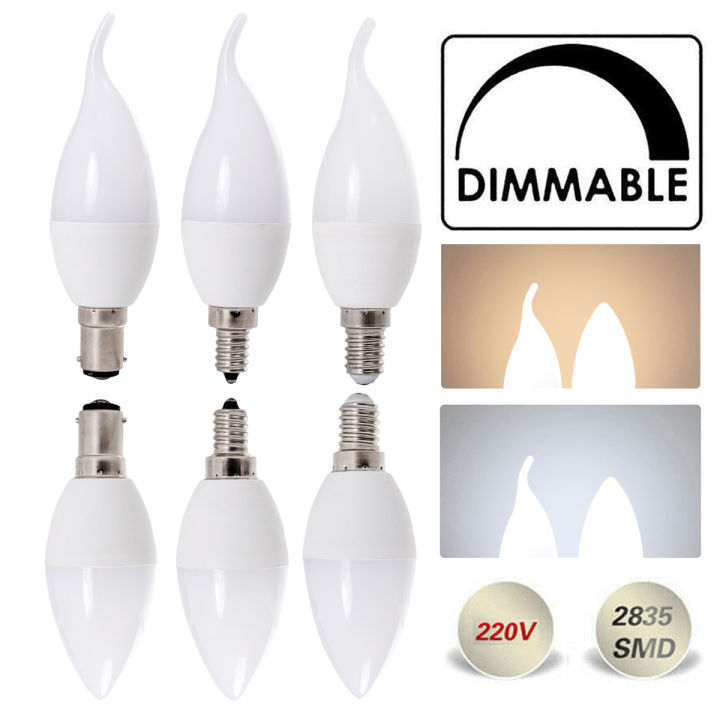 Dimmable 5W AC 220V LED Chandelier Candle Flame Shape Light Bulb E14 ...