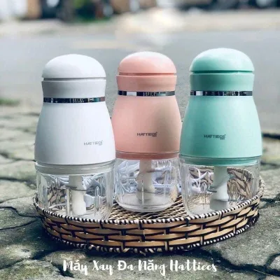 [GIẢM 30%] Máy xay mini máy xay đồ ăn dặm cho bé máy xay tỏi ớt máy xay sinh tố mini cầm tay cao cấp Hattiecs 6 lưỡi dao dung tích 0.3L công suất 200w cối làm từ thủy tinh cao cấp dày 6mm an toàn vệ sinh