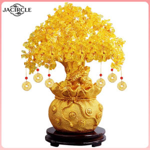 JACIRCLE Yellow Crystal Money Tree Lucky Tree Shui Wealth Tree Room Decorations