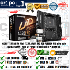 GIGABYTE A520I AC Mini-ITX M.2 WIFI AND RGB FUSSION  Ultra Durable Motherboard