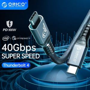 ORICO Thunderbolt 4 USB4 Cable Type C Cable PD100W Dual Fast Charger 40Gbps Data Transfer 8K 60Hz Video Nylon Braided for Macbook Samsung 0.3m/0.8m/2m