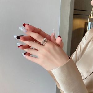 Gnker Luxury Zircon Gold Double Student Opening Rings For Woman Fashion Accessories Jewellery Rings