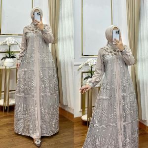 Aliyah Dress Ceruty Mix Brukat Gamis Wanita Model Terbaru 2024 Remaja Dress Wanita Kondangan Elegan