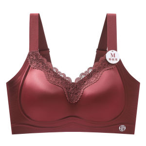 Y&C Ready Stock High Elastic Lace Frameless Comfortable Satin Seamless Push-Up Bra Women BRA14