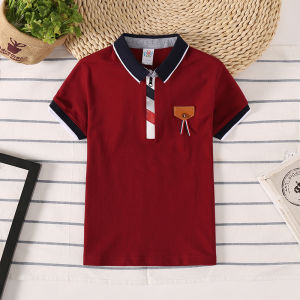 Kids Clothes Boy Shirt Cotton Short-sleeved Baseball Collar Campus Uniform Activity Wear Cute Outer Wear Boy Polo Shirt