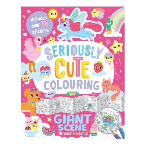 Seriously CUTE Colouring Book with 80 Stickers & Giant Pullout Scene for Kids