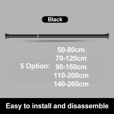 Adjustable Curtain Rod Stainless Steel Extendable Cloth Rail Window Bathroom Shower Telescopic Pole No Drilling