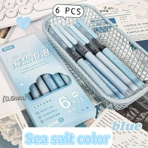 6Pcs/Set Gradient Color Gel Pen Ins Korean Fashion Stationery 0.5mm Black Inks School Supplies Gift