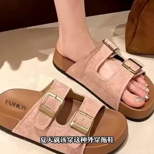 Summer Outdoor Thick-Soled Slippers For Women 2026 Casual Non-Slip Soft-Soled Beach Slide Sandals Retro Slippers