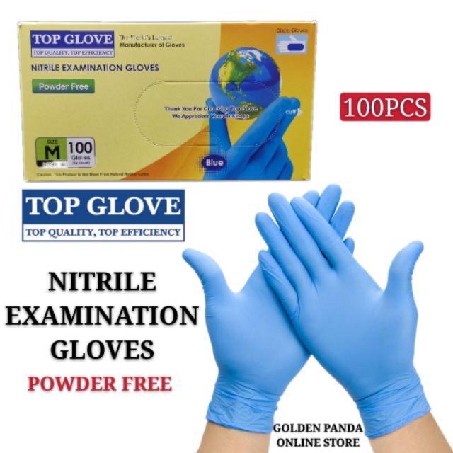 TOP GLOVE Blue Nitrile Examination Disposable Gloves Powder Free 100 Pcs Comfortable Breathable Gloves Waterproof Medical Gloves Multiple Size Options Lazada Lazada