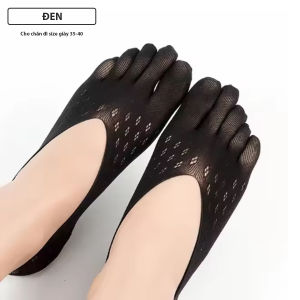 [QT]Tất xỏ năm ngón cổ thấp lưới mỏng thoáng khi và vô hình cho nữ mang giày lười giày búp bê