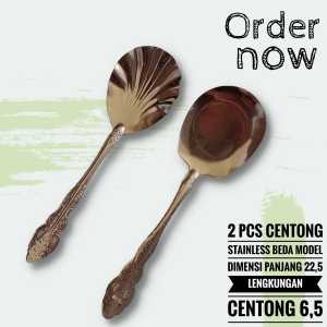 GST [BISA COD] Sendok Saji Motif Kerang Isi 2 Sendok Prasmanan Sendok Sayur Centong BEDA MODEL Stainless Tebal