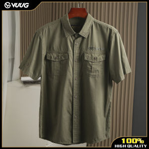 VUUG nam mùa hè Của Áo Sơ Mi ngắn tay cotton nguyên chất Áo Sơ Mi Nam Quá Khổ Rắn Dụng Cụ Áo Sơ Mi Giản Dị Người Đàn Ông Quần Áo Chemise Homme