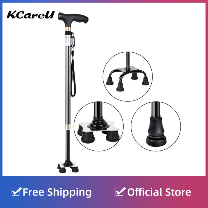 KCareU Nonslip Walking Stick LED Light Crutches Walker Aluminum Alloy