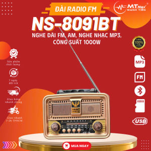 Đài Radio có Bluetooth NNS 8091BT - FM-AM/FM/SW Thiết Kế Cổ Điển Sang Trọng Loa To Thích Hợp Giải Trí Nghe Nhạc Nghe Tin Tức Pin Lâu