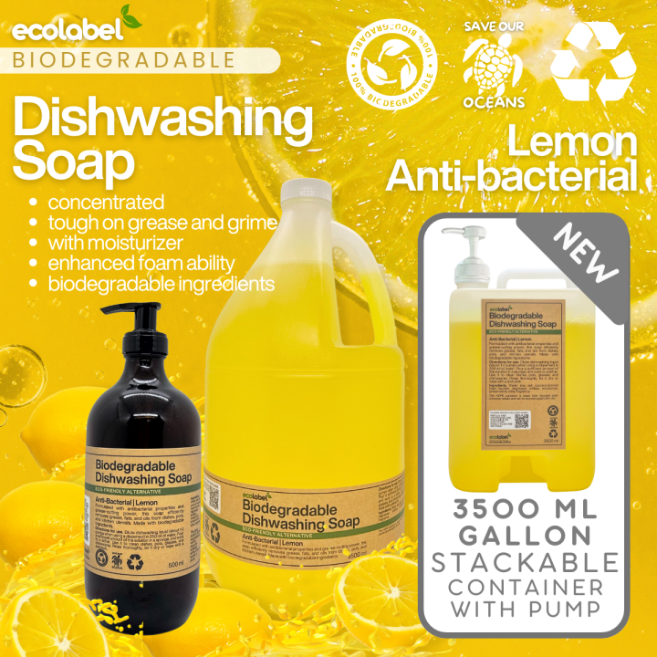 Image showcasing Eco-friendly Dishwashing Liquid Soap Lemon Scent 100% Biodegradable ...