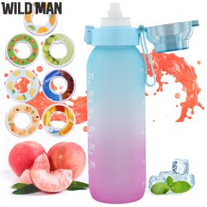 Bình nước thể thao 1000ml bền với nắp bảo vệ rò rỉ và 7 que để tập thể dục và đi bộ đường dài
