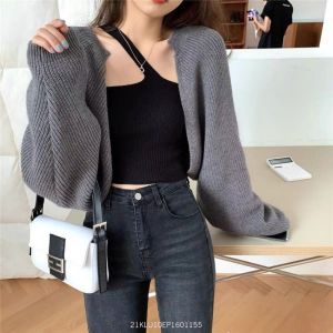 Áo khoác len croptop nữ kiểu cánh dơi tay dài len dày đẹp