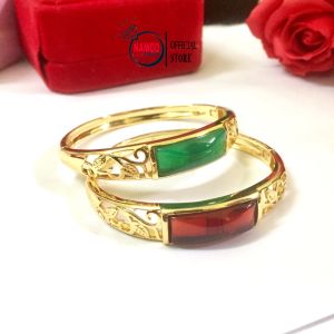 Lắc Tay Nữ Mạ Vàng 18k L606 Mã Não Xanh Đỏ Namoo Jewelry Chuyên Sỉ