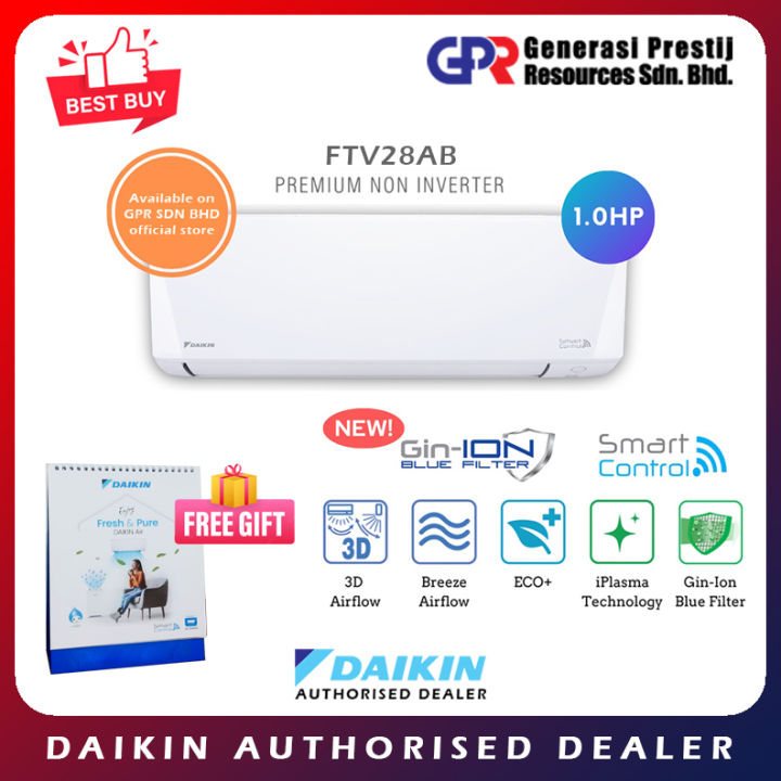 DAIKIN Premium Non Inverter Air Conditioner FTV-28AB (1.0HP) FTV28AB ...