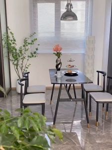 BBG Nordic Solid Wood Dining Table Set 4/6 Chairs Rectangular Natural Wood Finish Small Apartment Home Kitchen Dining Room Furniture