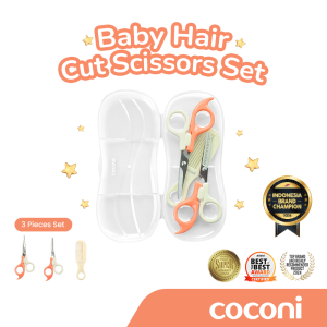 COCONI Baby Haircut Scissors Set with Case | Gunting Potong Rambut Anak Set 3in1 dengan Tempat Penyimpanan