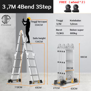 Tangga Lipat Teleskopik Aluminium  DOUBLE 3.8Meter/5Meter / 3.2M tangga multifungsi  / Tangga teleskopik ganda