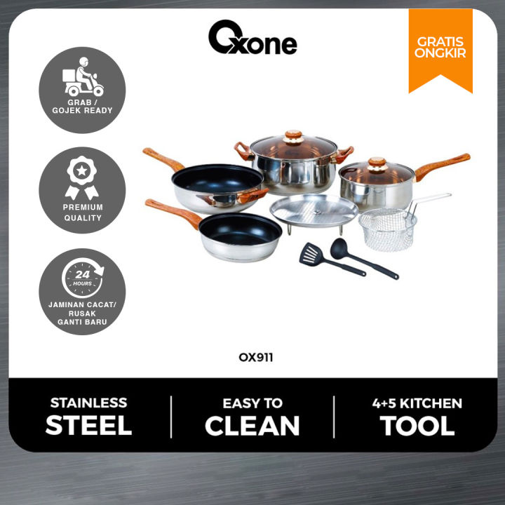 Oxone OX911 Cookware Set 4 + 2 Pcs Stainless Steel