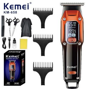 Kemei Hair Clipper KM-658 Hair Clipper LED LCD Digital Display USB Fast Charging Push Rod Professional Hair Salon Hair Clipper