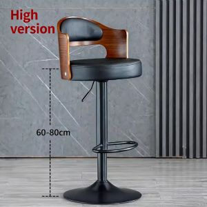 Happihaus Premium Solid Wood Bar Stool Non-Slip Comfortable Air Lift Adjustable High Chair for Indoor