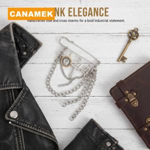 【CANAMEK】 Fashion Valentines Day Rose Flower Cross Tassel Metal Chain Brooches Pin For Women Clothing Coat Accessries Gifts
