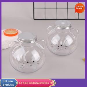 Graceful Kawaii Cat Water Bottles For Milk Tea Coffee Juice Portable Drinking Cup Home Transparent Juicing Beverage Drink Bottle BPA Free
