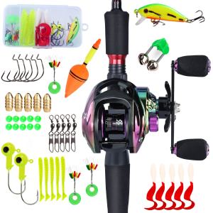 Sougayilang การตกปลาเต็มรูปแบบ มือจับปืน 1.8m/2.1m พร้อมเกียร์ 7.2: 1 กว่าล้อหยดน้ำชุดเบ็ดตกปลาชุดรอกและคันเบ็ด.Others