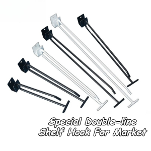 Double-line Slatwall Shelf Hooks | Heavy Duty Metal Display Hooks for Supermarket Retail Store Use