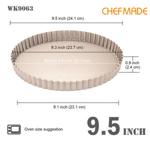 CHEFMADE 9.5-Inch Tart Pan with Removable Loose Bottom Non-stick Carbon Steel Quiche Pan WK9063