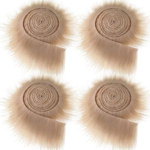 HQIANGDA 1.5M Gift DIY Crafts Fluffy Apparel Sewing Winter Costume Soft Plush Fur Stripe Faux Fur Ribbon Tapes Trim Fabric Roll Long Plush Fur Fabric