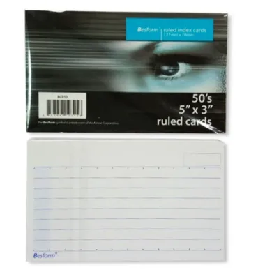 Azone Besform White Ruled Index Cards / Cue Cards | 50 sheets | 230gsm (2 sizes)