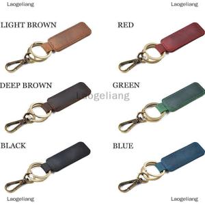 [COD] Laogeliang Chính hãng da retro da bò Keychain kim loại tôm hùm Clasp Mặt dây chuyền thời trang cá nhân chống mất xe Keyring keyholder
