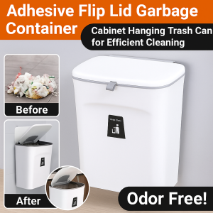 Sliding Lid Kitchen Trash Can Efficient Cleaning  Large Capacity Mounted Hanging Garbage Bin