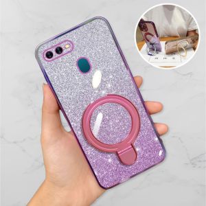 Casing Magsafe Oppo A5s A7 F9 A12 Luxury Gliter Premium TPU Ring Magnetic Soft Case