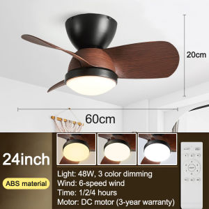GOGEOUS NEW 24inch ceiling fan with light modern ceilings fan tricolor dimming 6 speed wind wood ceiling fan with led light with remote control ceiling fan light ceiling fans for living room bedroom dinning garage