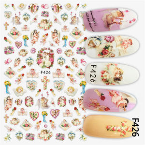 Sticker Dán Móng Tay Họa Tiết Londun Telephone / Chữ Cái Hoa / Doki doki / Thần Tình Yêu / Thiên Chúa / Rau Quả / Nails sticker Series F – F422