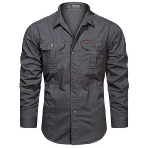 Long-sleeved Shirt Solid Color Outdoor Casual Shirt Elasticized Design Tailored to Fit Workwear Styles