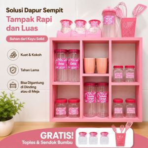 Rak Dapur Serbaguna Tempat Bumbu Masak Gelas Peralatan Masak Lemari Kitchen Set digantung