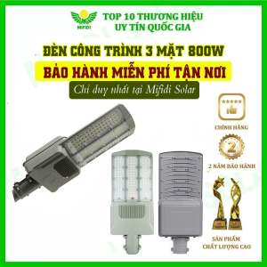 Đèn công trình năng lượng mặt trời 800W 3 mặt Cao cấp Chính hãng Mifidi Solar sáng trên 12h tấm pin Mono siêu to - BH VIP MIỄN PHÍ 2 năm tận nhà